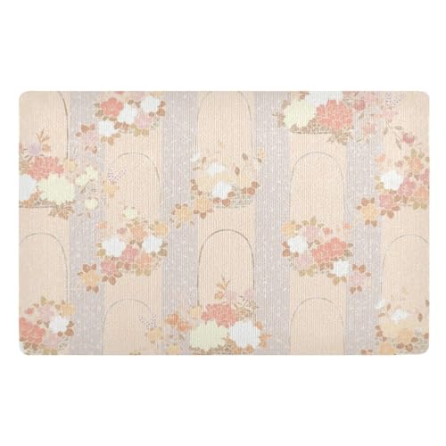 famyily Ukiyo-e Fußmatte für die Haustür, bunt, japanische Retro-Blume, 81,3 x 50,8 cm, rutschfest, Gummi, für den Innenbereich, extra Läufer für schlammige Schuhe und Pfoten von famyily