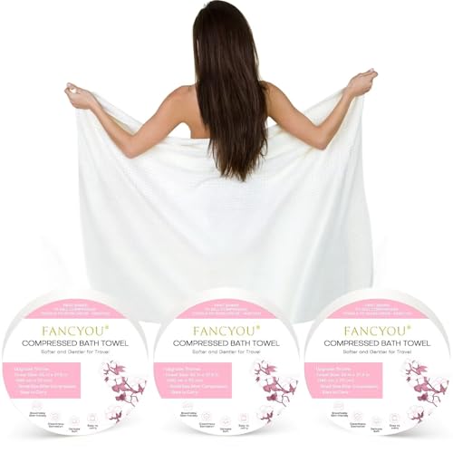 fancyou Komprimierte Handtücher Tabletten Groß - 100% Baumwolle Einweg Badetücher für die Reise - 140cm x 70cm Reisehandtuch Groß für Hotel Camping Wandern Sport Strand Schwimmen Urlaub[3 Pack Rosa] von fancyou
