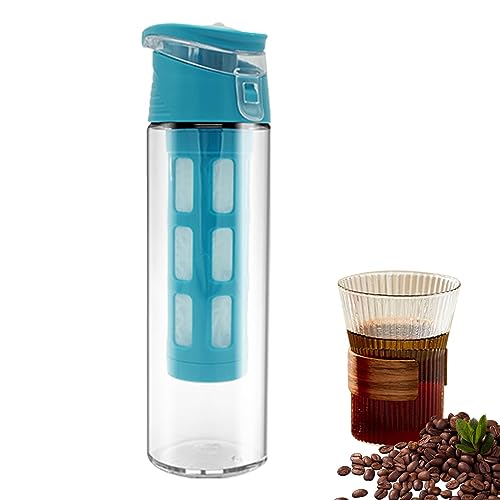 Cold Brew Kaffeemaschine, 550 ml Eiskaffee-Flasche, Kaltkaffeemaschine-Set, Reisebecher mit luftdichtem Deckel, auslaufsicherer Reisebecher mit Netzfilter von fanelod