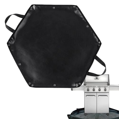Feuerfeste Matte Feuerfeste Matte – Untergrillmatte für Grill Feuerstelle | Sechseckige Feuerfeste Matte Feuerstelle Pad BBQ Matten | Faltbare Kaminholztasche mit Aufhängerohr für Deck, Outdoor von fanelod