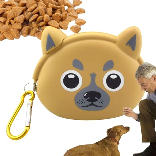 Leckerli-Tasche für Hundetraining, Leckerli-Tasche für Hunde, Leckerli-Tasche, Leckerli-Beutel aus Silikon, mit Karabiner, wiederverwendbar, sichere Leckerli-Lebensmitteltasche, tragbarer von fanelod