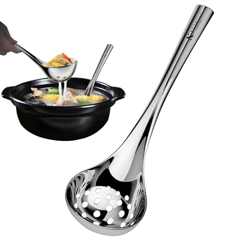 Löffel mit Löchern – Schlitzlöffel | hitzebeständiger Edelstahllöffel mit Löchern | Edelstahl-Filterlöffel | Küchenzubehör, Kochlöffel für Buffet, Abendessen, Restaurants, Küche von fanelod