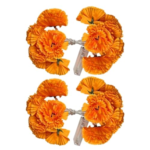 Ringelblumengirlande mit Lichtern LED Künstliche beleuchtete Ringelblume Blumengirlande, künstliche Ringelblumen-Blumengirlande, Tag der und Diwali Dekoration, batteriebetriebene Ringelblumengirlande mit Lichtern LED Künstliche beleuchtete Ringelblume Blumengirlande, künstliche Ringelblumen-Blumengirlande, Tag der und Diwali Dekoration, batteriebetriebene von fanelod