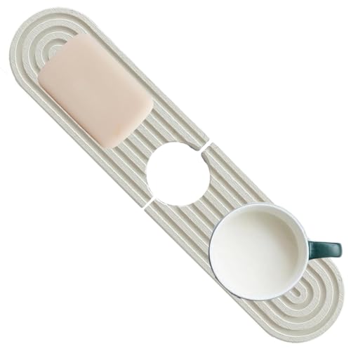 Saugfähige Matte für Wasserhahn, saugfähiger Spritzschutz für Küchenspüle, Spritzschutz für Küchenarmatur, Wasserhahn-Tropffänger-Tablett, schnelle Wasseraufnahme, Abtropfmatte für Küche und von fanelod