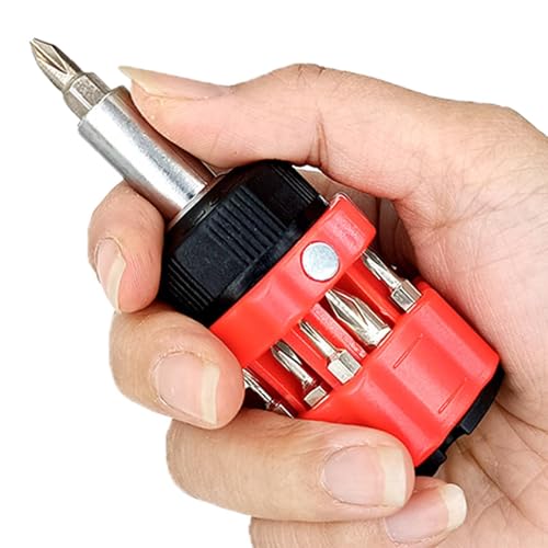 Schraubenzieher, 12-in-1 Multi-Bit-Schraubendreher, Kurzer Multi-Bit-Schraubendreher, Kurz-Ratschen-Schraubendreher, Mehrzweck-Kombinations-Schraubendreher-Werkzeug-Set für Heimwerker-Reparatur von fanelod