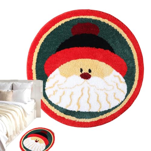 Weihnachts-Badematte, runder Duschteppich, Rutschfester Badteppich, weiche und saugfähige Polyestermatte, maschinenwaschbar von fanelod