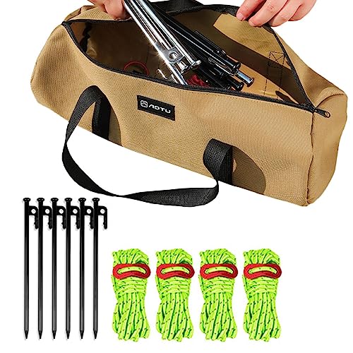 Zelthering-Set, Heringe, Tasche, Hammertasche, tragbare Zeltheringe, Nägel, Hammer-Werkzeugtasche, Campingzelt-Heringe, Aufbewahrungstasche für Rucksackreisen, Wandern, Outdoor von fanelod