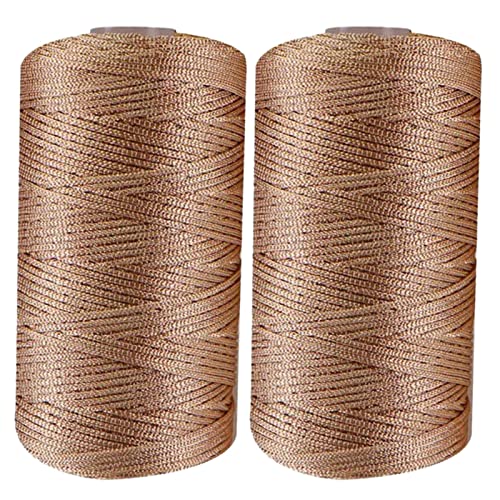 fanelod Art Garnschnur, 2 Stück Nylon-Häkelgarnschnur dünner Eisbaumwollfaden, Handhäkelgarn, weiche Schnur Nylongarn, handgefertigtes -Bastelgarn für Handstricken von Taschen, Hüten, Schuhen von fanelod