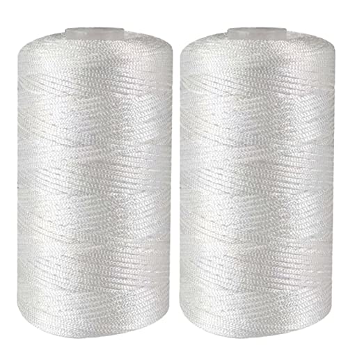 fanelod Art Garnschnur, 2 Stück Nylon-Häkelgarnschnur dünner Eisbaumwollfaden, Handhäkelgarn, weiche Schnur Nylongarn, handgefertigtes -Bastelgarn für Handstricken von Taschen, Hüten, Schuhen von fanelod
