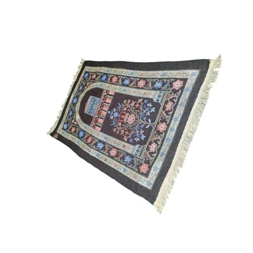 Muslimische Teppichdecke, Gebetsteppich mit Quasten, islamische Matte, 70 x 110 cm, tragbarer Knieteppich, Blumenmuster, Gebetsteppich von fanlangyi