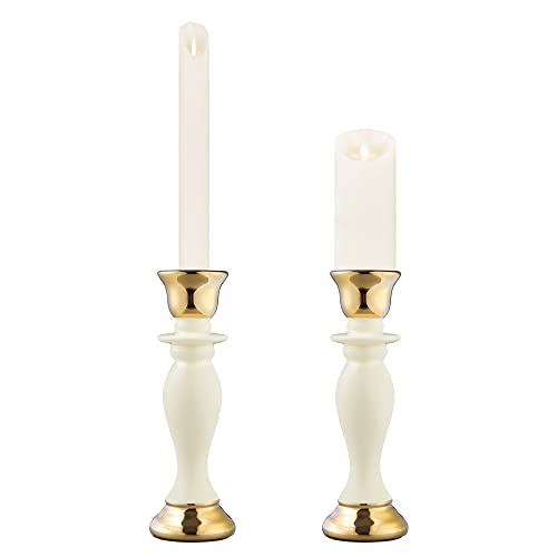 fanquare 2 Stück Vintage Keramik Kerzenständer für Stumpenkerzen, Gold Kerzenhalter, Hochzeit Dekoration Kerzenleuchter von fanquare