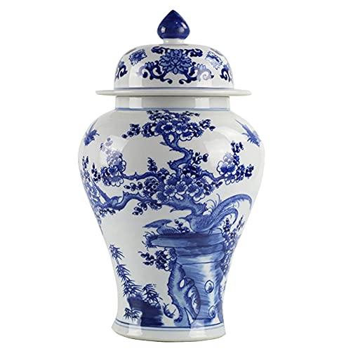fanquare Blaue und Weiße Porzellan Vase, Chinesischer Ming-Stil, Pflaumenblüte und Vögel Muster, Höhe 35cm von fanquare