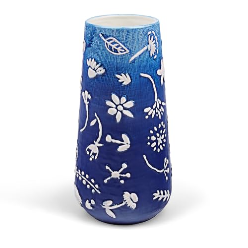 fanquare Blaue und Weiße Porzellanvase, Handgemachte Vintage Stil Blumenvase für Hochzeitsmittelpunkt Wohnzimmer Büro Heimdekoration, Höhe 20,5 cm von fanquare