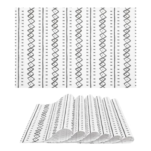 fanquare Boho Tischsets 6er Set PVC Küchen Platzdeckchen Geometrische Streifen Platzsets wasserdichte Hitzebeständige Tischsets für die Küche zu Hause Tischdekoration 45 * 30cm fanquare Boho Tischsets 6er Set PVC Küchen Platzdeckchen Geometrische Streifen Platzsets wasserdichte Hitzebeständige Tischsets für die Küche zu Hause Tischdekoration 45 * 30cm von fanquare