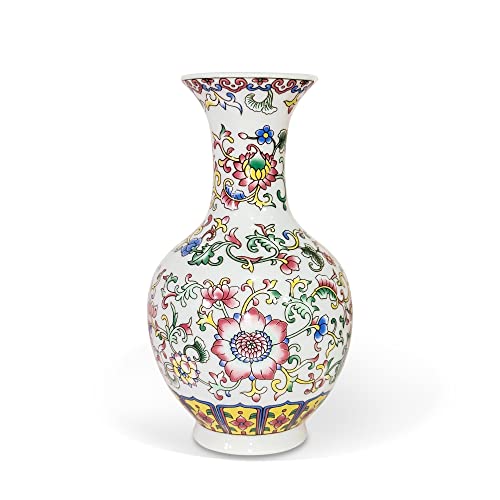 fanquare Chinesische Emaille-Vase, Kleine Florale Porzellan Vase für Heimdekoration, Klassische Keramik Blumenvase für Wohnzimmer, 14cm von fanquare