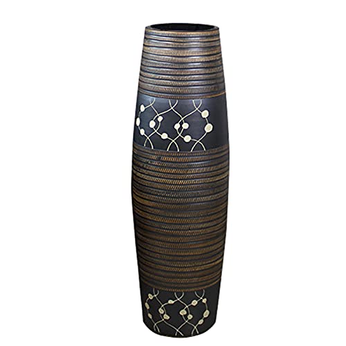 fanquare Große Handgefertigte Porzellan Bodenvase, Braun Streifen Zuhause Dekorativ Vase, Höhe 50cm von fanquare