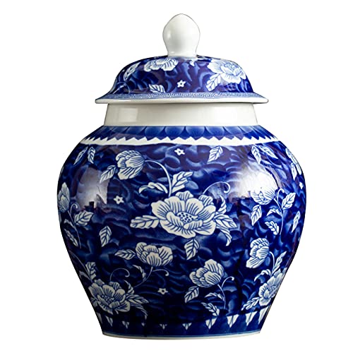 fanquare Jingdezhen Klassische Blaue und Weiße Porzellanglasvase, Glückliches Lotus Muster, Handgemachte Vase, Höhe 23cm von fanquare