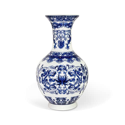 fanquare Kleine Blaue und Weiße Porzellan Vase, Chinesische Vasen Deko, Traditionelle Keramik Blumenvase, 14cm von fanquare