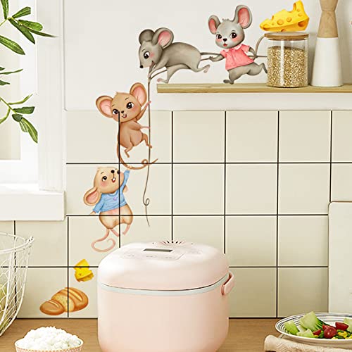 fanquare Maus auf einer Schnur Wandtattoo, Käse und Brote mit Maus Wandaufkleber für Küche Esszimmer Wand Kunst Deko von fanquare