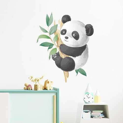 fanquare Panda und Bambus Wandaufkleber Cartoon Panda Wandtattoo Kunst Dekor für Kinder Schlafzimmer Baby Kinderzimmer Spielzimmer von fanquare