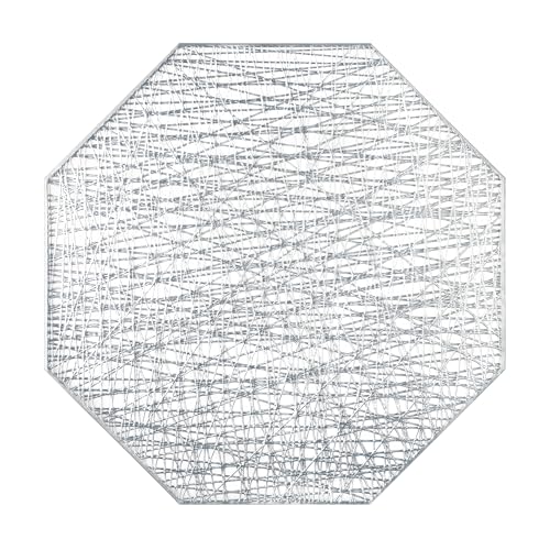 fanquare Silberne Metallische Tischsets 6er Set 38,5cm Ausgehöhlte Tischsets Dekorative Platzsets für Tisch Abwaschbare Hitzebeständige Tischsets für Hochzeiten Partys Hausessen von fanquare