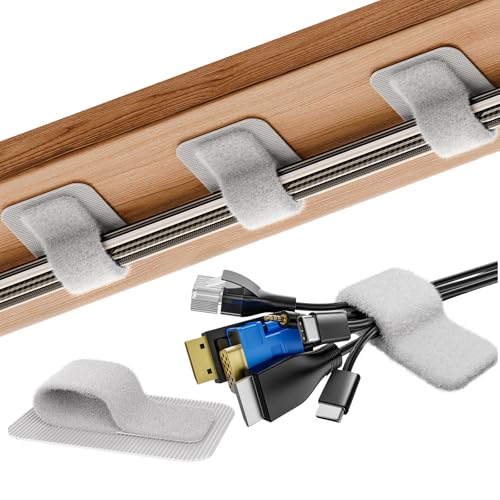 Kabelmanagement unter dem Schreibtisch, 【Haltert 15 Kabel】【Ultra-Haftung】 Kabelhalter Selbstklebend, Verstellbarer Langer Kabelbinder, Wiederverwendbarer Kabelclip-Versteck, 20 Paar, grau Kabelmanagement unter dem Schreibtisch, 【Haltert 15 Kabel】【Ultra-Haftung】 Kabelhalter Selbstklebend, Verstellbarer Langer Kabelbinder, Wiederverwendbarer Kabelclip-Versteck, 20 Paar, grau von fansto