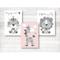 Bilder Kinderzimmer, 3Er Set, Poster Tiger Giraffe Löwe, Din A4, Hintergrundfarbe Rosa Oder Weiß Wählbar Bilder Kinderzimmer, 3Er Set, Poster Tiger Giraffe Löwe, Din A4, Hintergrundfarbe Rosa Oder Weiß Wählbar von farbfein
