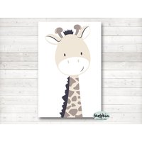 Bilder Kinderzimmer Poster Kinderbild Kinderzimmerbild Giraffe/A4/Beige von farbfein