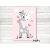 Bilder Kinderzimmer Poster Kinderbild Kinderzimmerbild Giraffe/A4/Rosa von farbfein