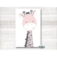 Bilder Kinderzimmer Poster Kinderbild Kinderzimmerbild Giraffe/A4/Rosa von farbfein