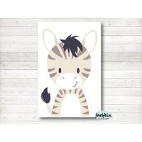 Bilder Kinderzimmer Poster Kinderbild Kinderzimmerbild Zebra/A4/Beige von farbfein