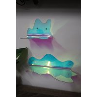 Kleines Gewelltes Acrylregal - Buntes Schlafzimmerregal Lebendige, Klare Regale Wandaufbewahrung Einfache Installation Regalakzent Regaldekor von farcreates