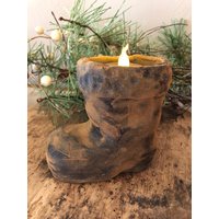 Geschwärzter Bienenwachs Nikolausstiefel Flicker Light #461 ~Weihnachten~Winter~Santa~Kerze~Geschenk~ Geschwärzter Bienenwachs Nikolausstiefel Flicker Light #461 ~Weihnachten~Winter~Santa~Kerze~Geschenk~ von farmfieldprimitives