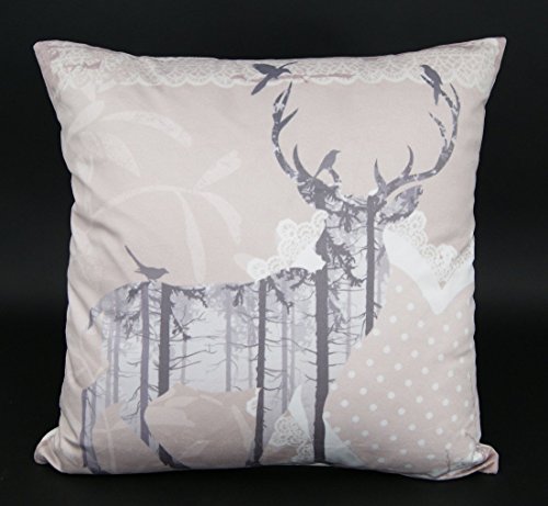 heimtexland ® Design Kissenhülle mit hochwertigem Digitaldruck auf super weicher Velour Qualität in 40x40 cm mit Reißverschluß - Hirsch mit Herz - Kissen Shabby Chic REH Ornament Geweih Typ324 heimtexland ® Design Kissenhülle mit hochwertigem Digitaldruck auf super weicher Velour Qualität in 40x40 cm mit Reißverschluß - Hirsch mit Herz - Kissen Shabby Chic REH Ornament Geweih Typ324 von heimtexland