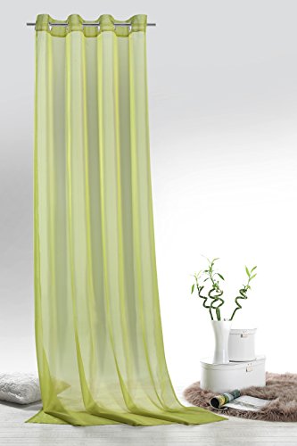 Fashion&Joy - 1 Paar Ösenschals Voile einfarbig pistazien grün transparent Vorhänge Typ418 von fashion and joy