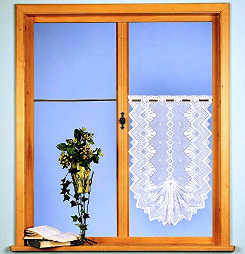 Fashion&Joy - Gardine Scheibengardine für Flügelfenster - Höhe 50-75 cm - Breite 45-52 cm - edler Jacquard Landhaus in weiß - Ökotex Typ86 von fashion and joy