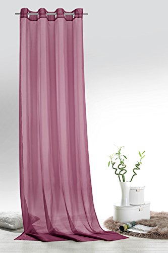 Fashion&Joy - Ösenschal Voile Beere HxB 245x140 cm - transparent einfarbig - Dekoschal Gardine Typ418 von fashion and joy