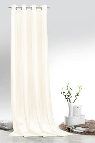 Fashion&Joy - Ösenschal Voile Natur HxB 245x140 cm - transparent einfarbig - Dekoschal Gardine Typ418 von fashion and joy