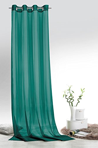 Fashion&Joy - Ösenschal Voile Petrol HxB 245x140 cm - transparent einfarbig - Dekoschal türkis Gardine Typ418 von fashion and joy