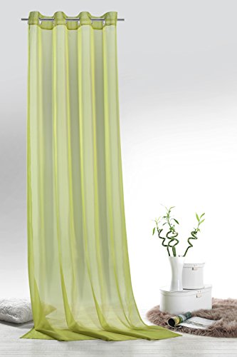 Fashion&Joy - Ösenschal Voile Pistazie HxB 245x140 cm - transparent einfarbig - Dekoschal grün Gardine Typ418 von fashion and joy