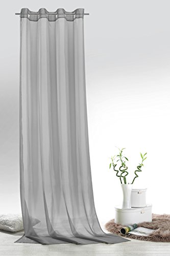 Fashion&Joy - Ösenschal Voile grau HxB 245x140 cm - transparent einfarbig - Dekoschal Gardine Typ418 von fashion and joy
