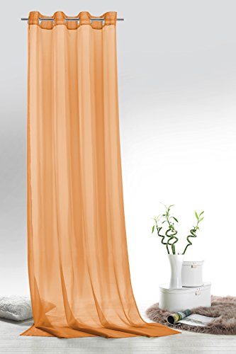 Fashion&Joy - Ösenschal Voile orange HxB 245x140 cm - transparent einfarbig - Dekoschal Gardine Typ418 von fashion and joy