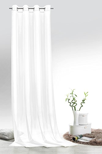 Fashion&Joy - Ösenschal Voile weiß HxB 245x140 cm - transparent einfarbig - Dekoschal Gardine Typ418 von fashion and joy