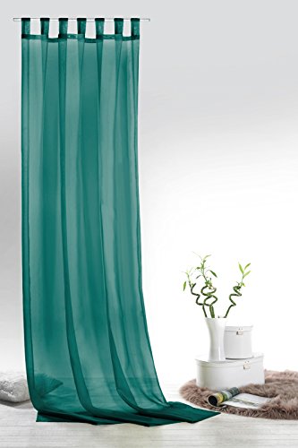 Fashion&Joy - Schaufenschal Voile Petrol HxB 245x140 cm - transparent einfarbig - Dekoschal türkis Gardine Typ418 von fashion and joy