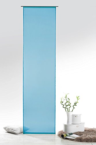 Fashion&Joy - Schiebegardine Voile Aqua HxB 245x60 cm mit Zubehör - transparent einfarbig - Flächenvorhang blau Schiebevorhang Gardine Typ418 von fashion and joy