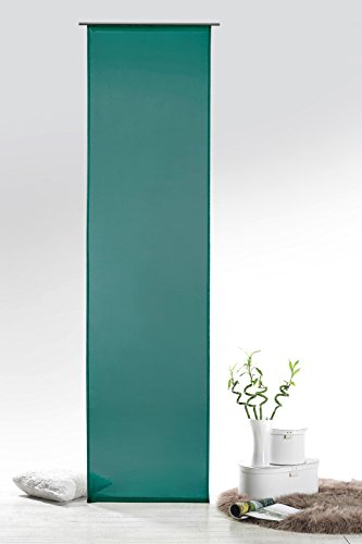 Fashion&Joy - Schiebegardine Voile Petrol HxB 245x60 cm mit Zubehör - transparent einfarbig - Flächenvorhang türkis Schiebevorhang Gardine Typ418 von fashion and joy