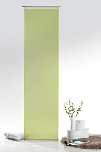 Fashion&Joy - Schiebegardine Voile Pistazie HxB 245x60 cm mit Zubehör - transparent einfarbig - Flächenvorhang grün Schiebevorhang Gardine Typ418 von fashion and joy
