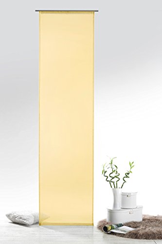 Fashion&Joy - Schiebegardine Voile hellgelb HxB 245x60 cm mit Zubehör - transparent einfarbig - Flächenvorhang gelb Schiebevorhang Gardine Typ418 von fashion and joy