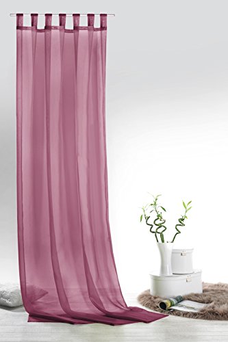 Fashion&Joy - Schlaufenschal Voile Beere HxB 245x140 cm - transparent einfarbig - Dekoschal Gardine Typ418 von fashion and joy