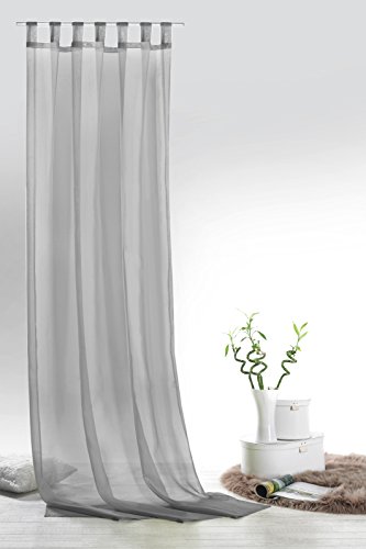 Fashion&Joy - Schlaufenschal Voile grau HxB 245x140 cm - transparent einfarbig - Dekoschal Gardine Typ418 von fashion and joy